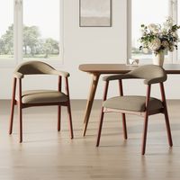 COLAMY Lot de 2 Chaises de Salle à Manger Modernes Style Scandinave, Assise Rembourrée Confortable, Pieds en Bois Massif, Dossier Ergonomique Enveloppant, Marron
