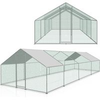 Swanew – Enclos poulailler grillagé 3x8x2m – Acier durable avec toit PE étanche – Porte verrouillable pour sécurité – Treillis hexagonal PVC