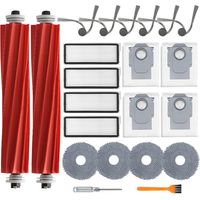 Zubehör für Roborock QV 35A/QV 35S/QR 598/QR 798 Staubsauger, Ersatzteile mit 2 Hauptbürste, 4 Hepa Filter, 4 Wischpads, 4 Staubbeutel, 6 Seitenbürsten, 1 Bürste, 1 Schraubendreher 22 Stück