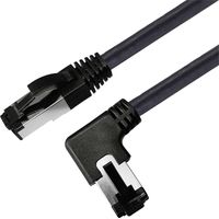 Maxtrack TI52-0,5L RJ45 Patchkabel CAT 8.1 S/FTP 0.50 m Schwarz 90° nach links gewinkelt, Einzelschi