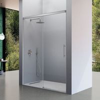 Mampara de ducha frontal + Puerta Corredera 151-154 cm URBAN Plata mate