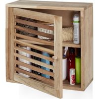 Relaxdays – Armoire murale en noyer 2 compartiments – Fermeture magnétique – Dimensions 42x42x18 cm – Rangement salle de bain et cuisine
