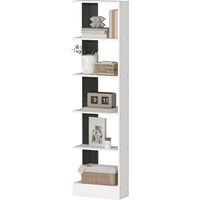 Libreria 5 ripiani legno 45x21x170 cm bianco e nero
