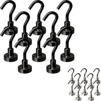 Lot de 10 crochets magnétiques anti-rouille diamètre 3 mm - KN16 - Noir - Linxor