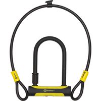 Lucchetto a U Auvray U-ROC con cordino da 100 cm - 180 x 245 mm, diametro perno 14 mm, diametro cordino 12 mm