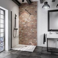 Paroi de douche à l'italienne, profilé noir, paroi fixe Walk In NewStyle Schulte, verre transparent anticalcaire 6mm, 120 x 190 cm