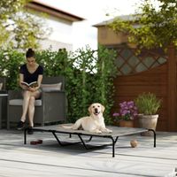 Hundeliege Outdoor, Erhöhtes Hundebett für große Hunde, mit Waschbares Mesh Stahlrahmen, 152 x 94 x 23 cm, Grau