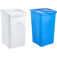 2 pattumiere bidoni 50L con Coperchio per Raccolta Differenziata Blu e bianco Cestino Multiuso panni bucato Made in Italy per casa ufficio locali commerciali
