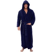 Peignoir d'hiver pour homme, châle moelleux, vêtement d'intérieur, peignoir à manches longues, manteau, peignoir pour homme, bleu, XXL
