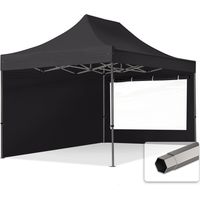 TOOLPORT 3x4,5 m Tente pliante - Acier, côté panoramique, noir
