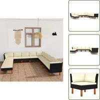 Salon de jardin 12 pcs avec coussins Résine tressée Noir - Salon De Jardin - Mobilier De Jardin - Set De Salon De Jardin - Canapé De Jardin - Résine Tressée
