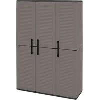 Hochschrank aus Polypropylen, Easy-Linie, Regale + Besenhalter, Dunkelgrau, 102 x 37,0 x 16,3 cm
