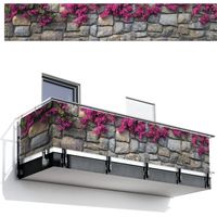 PANTALLA DE PRIVACIDAD PARA BALCÓN Bougainvillea - Muro de Piedra - Rosa 500x90