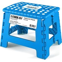Tabouret Pliant Noir 27cm, Marchepied Pied Pliable BM TOOLS BMT-MP27-BLEU - 150kg Capacité, Léger et Compact pour Adulte/Enfant