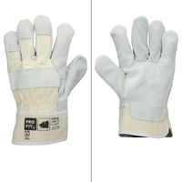 ECD Germany 1 Paio di Guanti da Lavoro Pro-Fit® in Pelle Bovina Crosta, Taglia 11/XXL Colore Naturale, con Polsino in Tela Guanti da Giardinaggio, Costruzione e Lavori Manuali, Protezione per le Mani