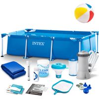 Piscine tubulaire rectangulaire 220 x 150 x 60 cm – Kit 16 en 1 avec pompe de filtration – Matériau PVC durable – Capacité 1662 litres