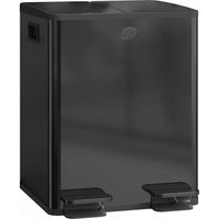 Poubelle de cuisine noire en acier inoxydable 40L à double compartiment, équipée de supports de déodorant pour limiter les mauvaises odeurs