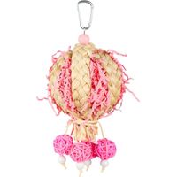 Bird Toys Foraging Shredder Hanging Toys Rope Perch with Bell Parakeet Toy Parrot Swing Climbing Standing Toys Bird Cage Accessories for Conure Cockatiel Budgies Lovebird, Pink, 1 Pack