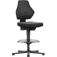 Sedia da lavoro Air Flow con rotelle a terra e anello poggiapiedi, tessuto Supertec, nero