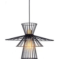 Lampada a sospensione griglia nera per sala da pranzo lampada da soffitto retrò gabbia a sospensione, filo metallico, 1x presa E27, DxH 45x150 cm