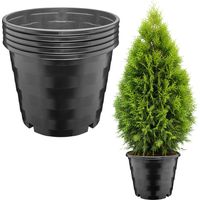 Garronda x5 Pots de Pépinière Ronds en Plastique Ø39 x 31 cm (25L) - Pot Semis Robuste avec Drainage Repiquage Pot de Fleur Exterieur Grande Taille et Culture de Conifères Serre Jardin GD-0205 Noir