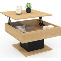 Niedriger Tisch mit hochklappbarer Platte EDEN quadratisch aus Holz und Schwarz