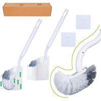 Scopino e supporto per WC, confezione da 2, scopino per WC con manico lungo in plastica, scopino per WC con setole resistenti per la pulizia del WC, pulizia profonda