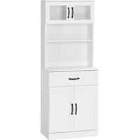 HOMCOM alacena de cocina mueble buffet de cocina con 4 puertas cajón y estantes ajustables para salón comedor 60x38x161 cm blanco