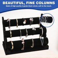 Présentoir à bracelets en velours avec 3 étages amovibles : présentoir noir pour bracelets et bijoux pour femmes et filles, porte-bijoux en velours, porte-bijoux pour bracelet, collier et