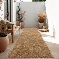 Paco Home Alfombra Exterior Interior Balcón Terraza Alfombra Cocina Monocolor Jaspeado 60x100 cm, Café