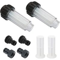 Water Filter for Garden Hose, 2 Pieces 3/4 Inch Water Pre-Filter Set with 4 Filter Elements & 2 Quick Adapters for High Pressure Cleaner, Garden Pump
