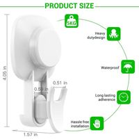 royaluxe - Lot de 4 Crochets Muraux Réutilisables Forte Charge 5kg, Crochet Aspirateur Porte Serviette Couronne Peignoir Manteau Torchon, Crochet Cuisine Plastique Ventouse Blanc