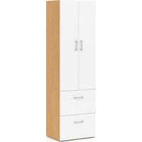 Armadio a 2 ante JULIANA bianco e legno 50 cm Armadio con 2 cassetti