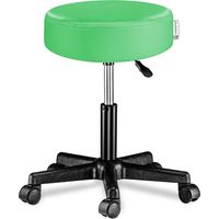 Swivel stool with wheels green pu leather height adjustable