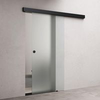 doporro Porte Coulissante en Verre 102,5cm x 205cm Opaque Poignée Ronde Distance au Mur de 15mm avec Amortisseur Amalfi 12-1025