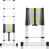 Jiubiaz Échelle télescopique escabeau Pro 4,4m avec stabilisateur, 150kg, antidérapante