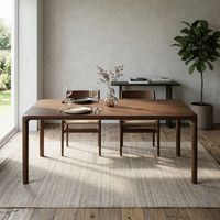 Table à manger 6 personnes 160x90x76 cm décor noyer et bois d'hévéa
