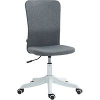 Silla de Oficina con Ruedas Altura Ajustable y Tapizado en Lino Sintético para Oficina o Estudio 53x43x85-93 cm Gris