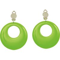 Pendientes de aro colgantes estilo disco de los 80 en verde neón