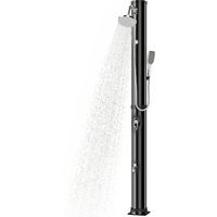 Douche Solaire de Jardin 40L avec Douchette à Main et Robinet Lave-Pieds Mitigeur Eau Chaude 218cm de Haut Anti-UV Noir