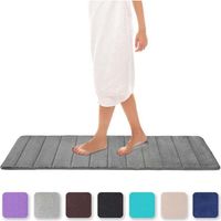Tapis de bain antidérapant en mousse à mémoire de forme, absorbant et lavable en machine, 40 x 120 cm, gris