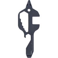 Lot de 1 outil de poche en forme de poisson en acier inoxydable, multi-usage extérieur porte-clés noir décapsuleur clé à molette règle