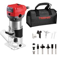 Teeno – Défonceuse affleureuse électrique 710W – 6 vitesses 13000-33000 RPM – Moteur en cuivre – Housse anti-poussière – 5 fraises 1/4"