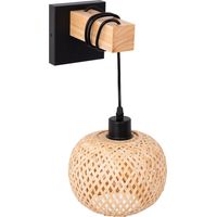 Barcelona Led – Applique murale LED en bois et osier – Douille E27 – Puissance 60W – Utilisation intérieure IP20 – Ø 200mm – Design boho chic