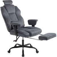 Executive Ergonomic Office Chair Suede Fabric Wide Seat 155° Recline Footrest