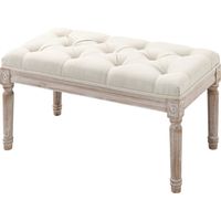 Panca imbottita effetto lino 80x40x41cm beige