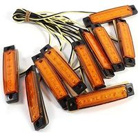 Lot de 10 feux de position latéraux rectangulaires pour remorque, van, caravane, camion - 6 LED 24 V - Ambre