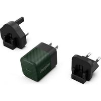 Energizer Ultimate - Caricabatterie da parete da viaggio multipresa UE/Regno Unito/USA GaN USB-C 20W PD (verde)