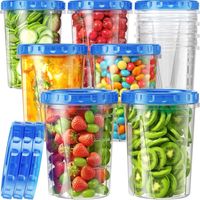 Set di 10 contenitori per alimenti in plastica con coperchi, ciotole riutilizzabili a prova di perdite da 960 ml/32 oz, barattoli impilabili, adatti a lavastoviglie, microonde e congelatore.
