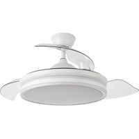 Fabrilamp – Ventilateur de plafond blanc avec lumière LED 59W – 4 pales rétractables – 6 vitesses – Télécommande – Fonctionnement silencieux